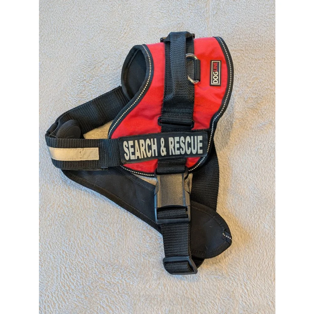 DOGLINE Red & Black Search & Rescue Dog Harness One Size Used Once